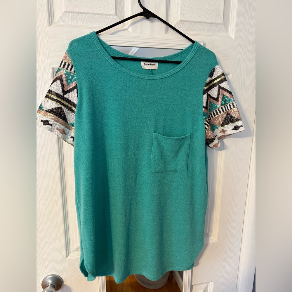 Sequin sleeve top